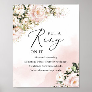 Boho blush roze floral gold met een ring op het bo poster