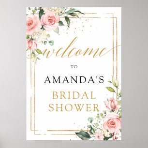 Boho blush roze floral vrijgezellenfeest welkomstt poster