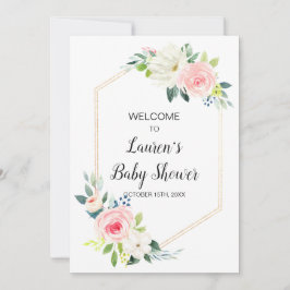 Boho blush roze florale baby shower welkom kaart