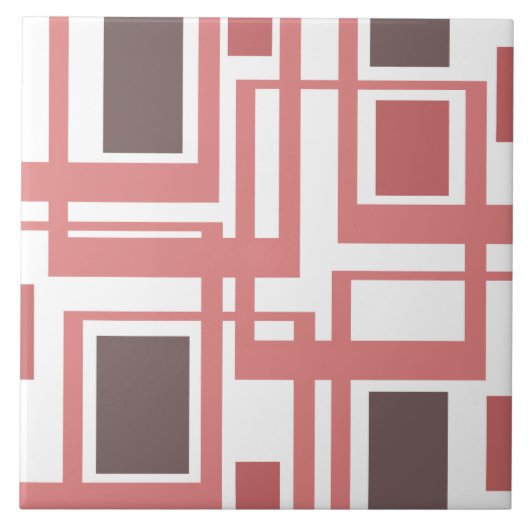 Boho Blush Roze Geometric Squares Keramische tegel Tegeltje (Voorkant)