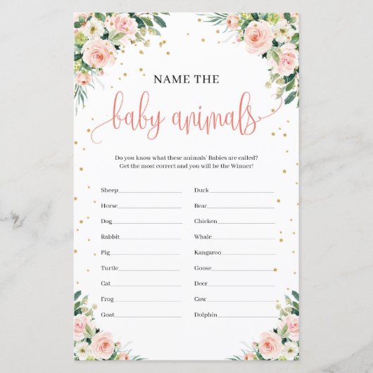 Boho blush roze gouden babydieren wild (Voorkant)