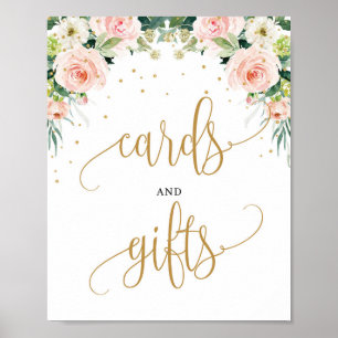 Boho blush roze goudkaarten en cadeaubord poster