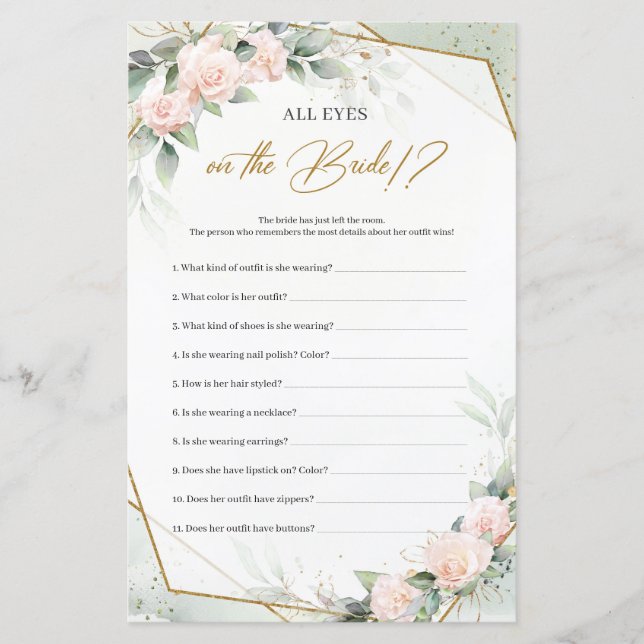 Boho blush roze groen Alle ogen op de bruid (Voorkant)