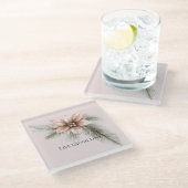 Boho Blush Roze Kerst Bloemen Glazen Onderzetter (Schuin)