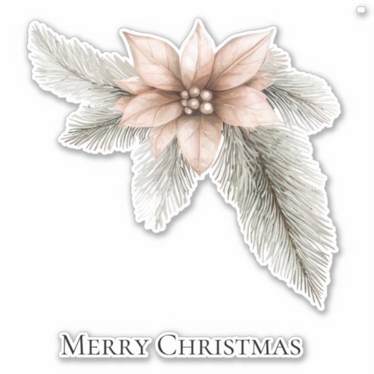 Boho Blush Roze Kerst Bloemen Sticker (Voorkant)