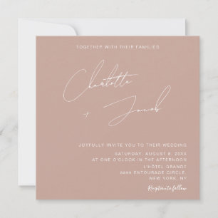 Boho Blush roze Minimalistische eenvoudige bruilof Kaart