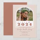 Boho Blush Roze Moderne Boog Foto Graduation Party Kaart (Voorkant / Achterkant)