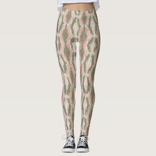 Boho Blush Roze Olijf Ikat Patroon Leggings