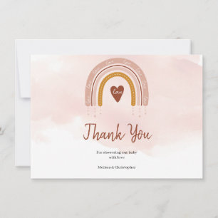 Boho Blush Roze Regenboog Baby shower Dank u Bedankkaart