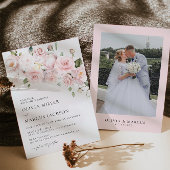 Boho Blush Roze Rose Bloemen Bruiloft Uitnodiging