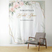 Boho blush roze roses greenery gold vrijgezellenfe wandkleed (In situ)