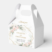 Boho blush roze rozen bloemen groen groen bruiloft bedankdoosjes (Achterkant)