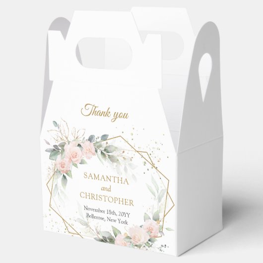 Boho blush roze rozen bloemen groen groen bruiloft bedankdoosjes (Geopend)