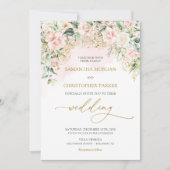 Boho Blush Roze Rozen Bloemen Romantische Bruiloft Kaart (Voorkant)