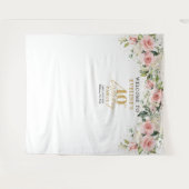 Boho blush roze rozen eucalyptus 40ste verjaardag wandkleed (Voorkant (horizontaal))