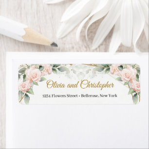 Boho blush roze rozen eucalyptus Gold lijst Etiket