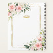 Boho Blush roze rozen gouden tiara salie Quinceane Planner (Achterkant)