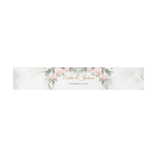 Boho blush roze rozen groene eucalyptus gold lijst uitnodigingen wikkel (Vlak)