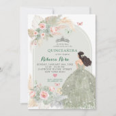 Boho Blush Roze Salie Groen Princesa Quinceañera Kaart (Voorkant)