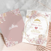 Boho Blush Roze Vlinder Geometrische Quinceañera Kaart