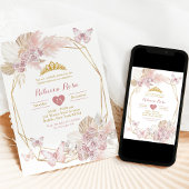 Boho Blush Roze Vlinder Geometrische Quinceañera Kaart