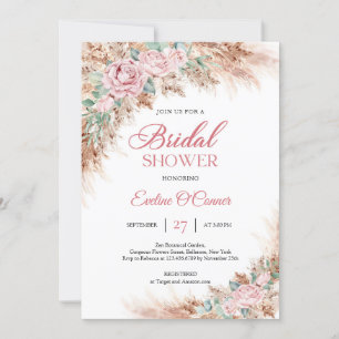 Boho Blush rozen florale pampas gras groen Kaart