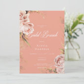 Boho Blush Rozen & Grasses Bruidsbrunch Kaart (Staand voorkant)