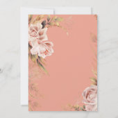 Boho Blush Rozen & Grasses Bruidsbrunch Kaart (Achterkant)