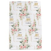 Boho blush rozen groen goud glitter 20e verjaardag medium cadeauzakje (Voorkant)