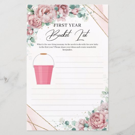 Boho blush rozen lijst Bucket List First Year (Voorkant)