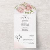 Boho Blush Rozen Waterverf Handgeschilderd All In One Uitnodiging (Binnen)