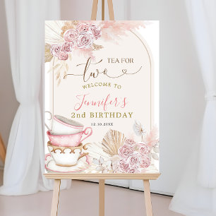 Boho Blush Tea rose pour deux Affiches de bienvenu