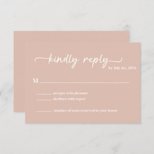 Boho Blush Trendy Script RSVP (Voorkant / Achterkant)