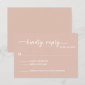 Boho Blush Trendy Script RSVP Kaartje (Voorkant / Achterkant)