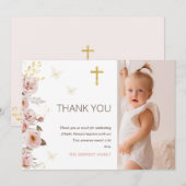 Boho Blush vlinderdoop bedankkaart Kaart (Voorkant / Achterkant)