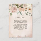 Boho Blush Waterverf Flowers | Weddengegevens Informatiekaartje (Voorkant)