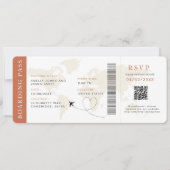 Boho Boarding Pass Bestemming bruiloft QR-code Kaart (Voorkant)