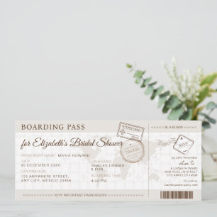 Boho Boarding Pass Bestemming Vrijgezellenfeest Kaart