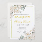 Boho boda de oro con flor blanca kaart (Voorkant / Achterkant)