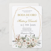 Boho boda de oro con flor blanca kaart (Voorkant / Achterkant)