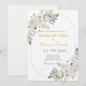 Boho boda de oro con flor blanca kaart (Voorkant / Achterkant)
