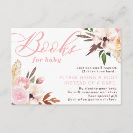 Boho Boeken voor Baby Kaart, Waterverf Bloemen Informatiekaartje