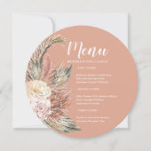 Boho Boeket Ronde Menu Uitnodiging (Voorkant)