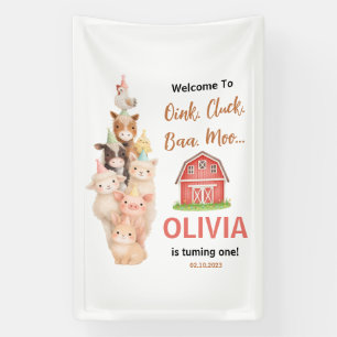 Boho Boerderij Dier 1e Verjaardag  Mooie Rustieke  Spandoek