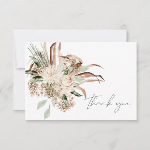 Boho Boheem Beige Bloemrijke Bedankkaart