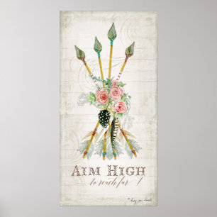 Boho Boheemien Hoog Ambities Pijlen Veren Rustiek Poster