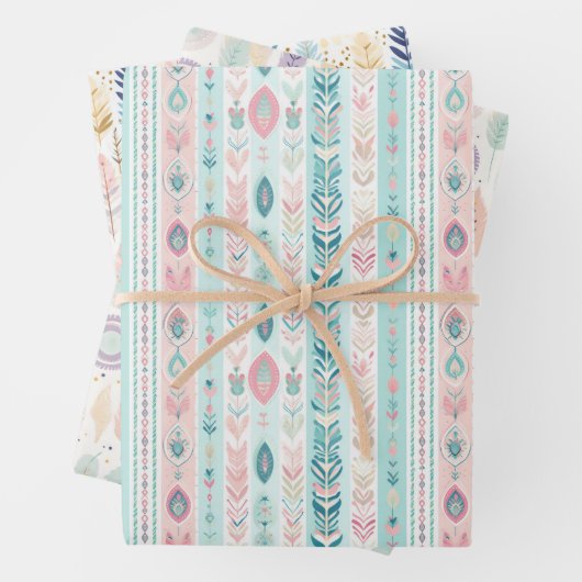 Boho Boheemse All-Gelegenheid Pastel Waterverf Set Inpakpapier Vel (In situ)