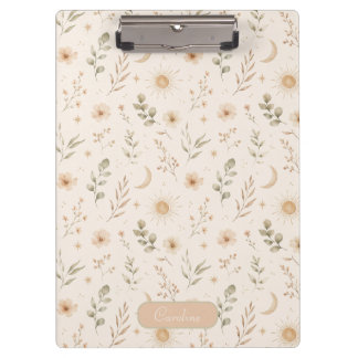 Boho Boheemse Bloem Maans Zon Botanisch Klembord
