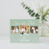 Boho Boheemse Chic Goud Mint Moderne Save Date (Staand voorkant)