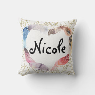 Boho Boheemse Veren Hart Goud Geometrisch Modern Kussen